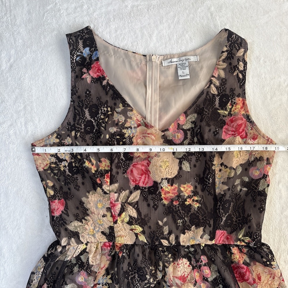 American Rag Floral Fit & Flare Sleeveless Dress Women's Large Floral Sheer - Picture 3 of 8